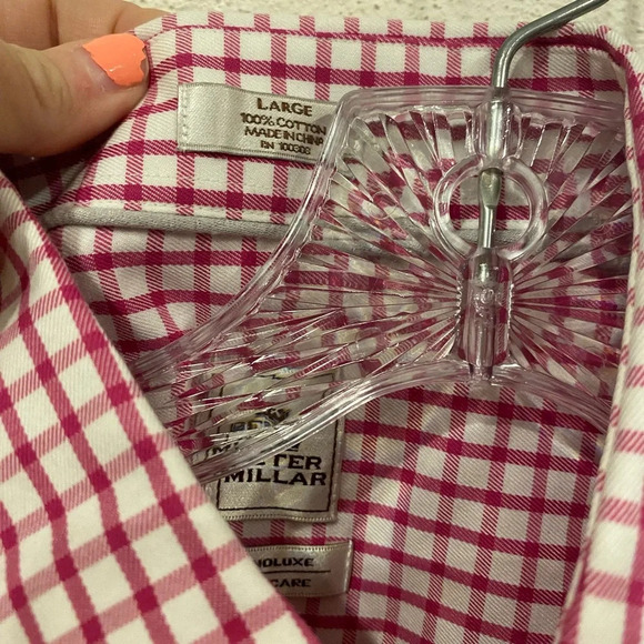 Peter Millar Nanoluxe Check Button Down Size Large EUC - Picture 2 of 3